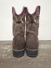 Ariat Quickdraw VentTek Brown Leather Square Toe Cowboy Boots Girls Boys Sz 12