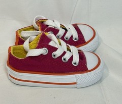 Converse Chuck Taylor All Star Double Tongue Raspberry Orange Boys Girls 2 EUC