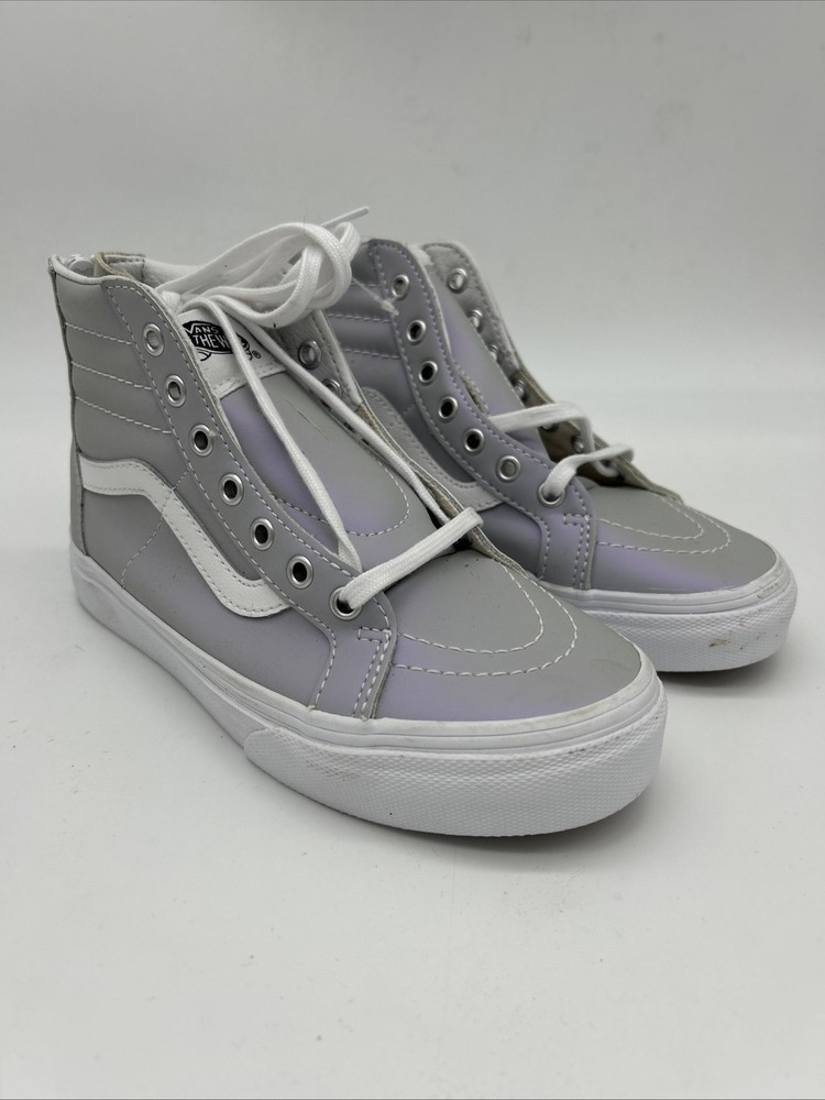 VANS OFF THE WALL kids Size 2 High Top Sneakers Iridescent Violet And Gray
