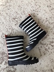 Jcrew Crewcuts Kids’ Rain Boots In Stripe Navy White Size 13