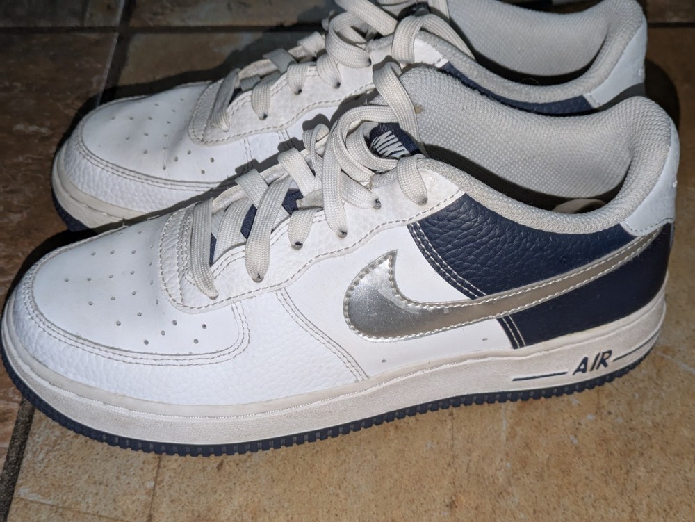 White Blue And Silver Nike Air Force One Size 5Y