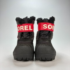 Sorel Snow Commander Black Red Waterproof Thermal Rubber Winter Boots Kids Sz 4