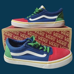 VANS OFF THE WALL Classic 500714 Blue Green Red White MEN’S 7 / WOMEN’S 8.5 box