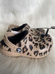 NEW Crocs Size C9 Kids Classic Lined Out of This World Clog Leopard Gold