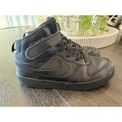 Nike Court Borough Mid 2 Triple Black Kids Sneakers CD7783-001 Size 3Y