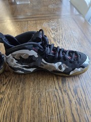 Nike Foamposite Camouflage High Top Athletic Shoes Black Gray White Red Size 10