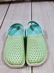 CROCS LITERIDE CLOGS CHILDREN 13C SHOES GREEN BLUE SLIP ON COMFORT WATERPROOF