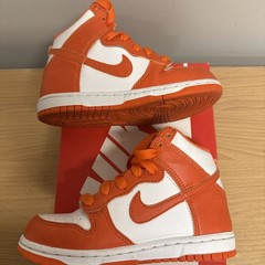 Nike Dunk High (PS) White/Orange Blaze-white. Size 11c