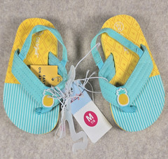Cat & Jack Kids Flip Flop Sandals Pineapple Turquoise/Yellow Slip On 7.5