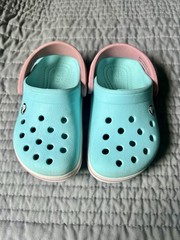 Crocs Crocband II Ice Blue Candy Pink Size 7c Slip On Clogs