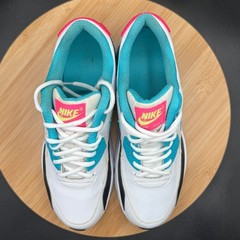 Nike Air Max 90 Sneakers White Blue Black Pink (GS) Size 7Y