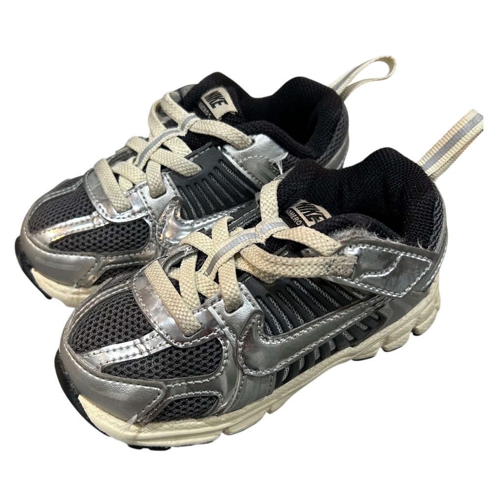 Nike Zoom Vomero 5 TD Metallic Silver Black Toddler Sneakers 7C IM9466-002