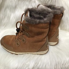 Sorel Tan Leather Fur Boots Size 4