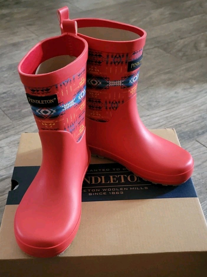 Pendleton PILOT ROCK Rain Water Mid Boots Lined Water Resist Red Kids 13/1 NIB