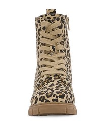 Thereabouts Kids Size 3M Blakely Leopard Lace-Up Ankle Combat Boots Side Zip New