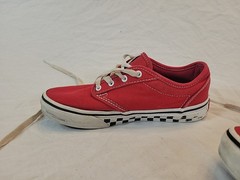 Red Vans With Checked Sole Youth Size 3 EU Size 34