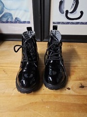kkdom Kids Waterproof Lace Up Side Zipper Ankle Combat Boots Sz 2 little kid