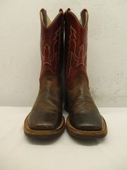 Cody James Brown Leather Pull On Square Toe Western Boots Youth Sz 4 D