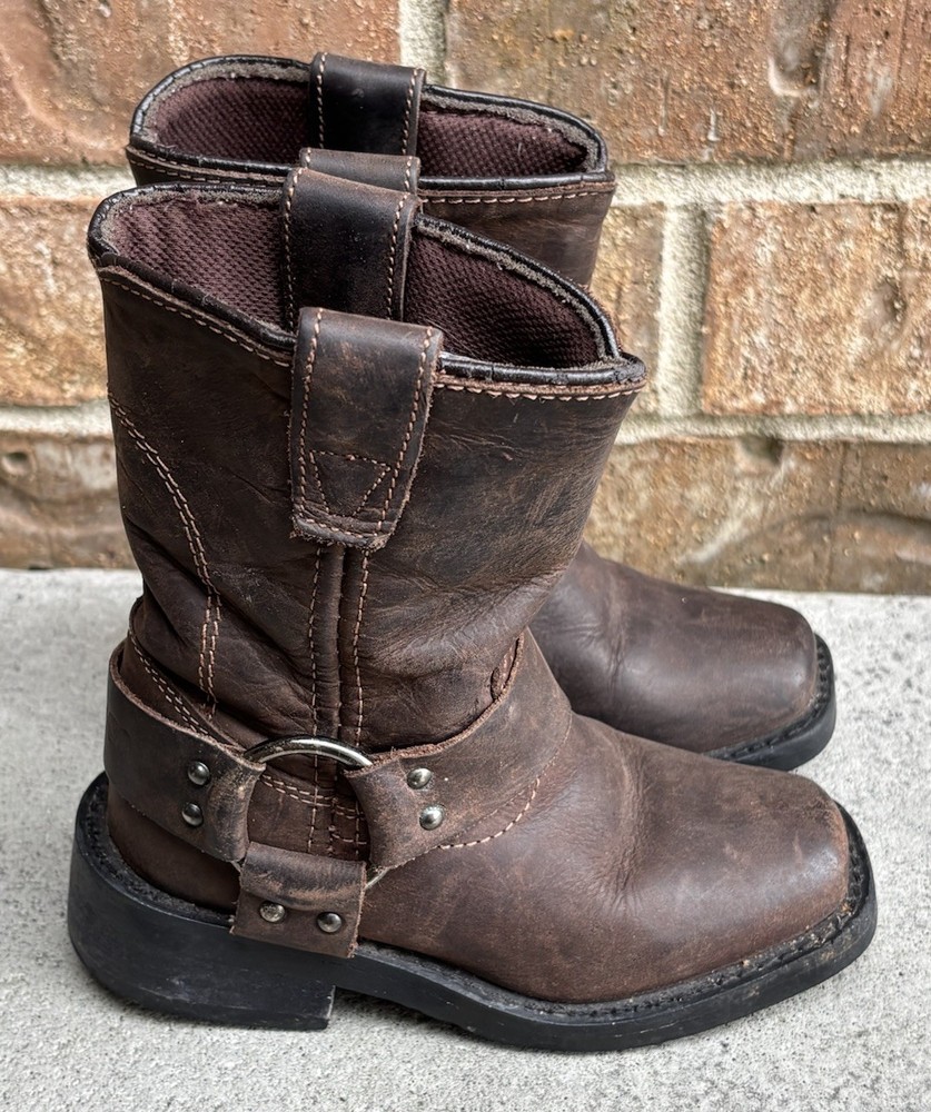 Durango Kid’s 8″ Harness Boots Coffee Brown Leather Size 8.5 M Western/Biker