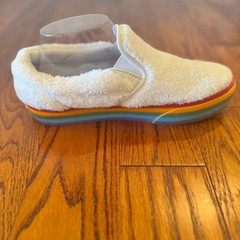 VANS Classic Slip-on Shearling Rainbow Platform Kids Size 6 Women’s 8 Skater