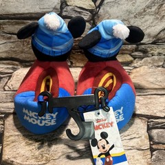 Disney Mickey Mouse Character Non Slip Slipper Sock Cuff Kids Size 11/12 NWT