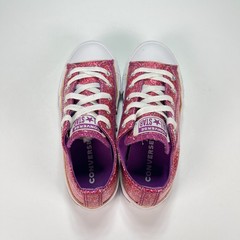 Converse Chuck Taylor All Star Lo Glitter Fuchsia Low Top Sneakers Youth Size 1