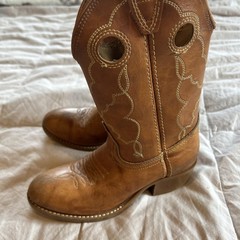 ACME Circle A Brown Leather Stitched Cowboy Boots Kids Size 11B