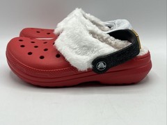 Crocs Little Santa Classic Lined Clog Youth Size 1 Red Christmas Santa Belt New