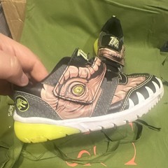Jurassic World T-Rex Kids Hook & Loop Sneakers US 11 Black Gray Pink Yellow