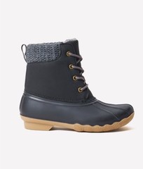FabKids Size T5 Boots Black, Sweater Cuff Duck Boot, Toddler
