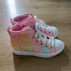 Skechers Twinkle Toes Light-Up High Top Sneakers US 3 Pink/Blue Stars Lace