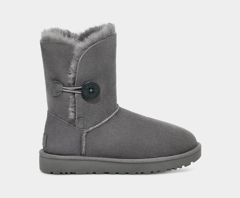 UGG Kids Bailey Button Boots – Grey, Cozy & Stylish Winter Footwear