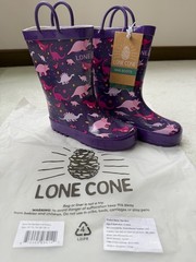 NEW WITH TAGS Lone Cone Size Little Kids 11 Purple Pink Dinosaur Rain Boots
