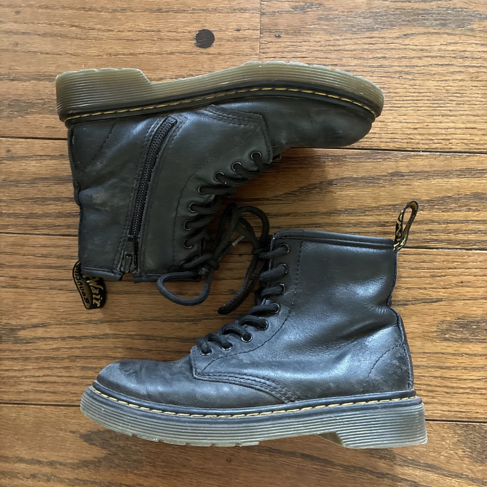 Doc Martens 1460J Black Leather Combat Boots Unisex Black Size 1