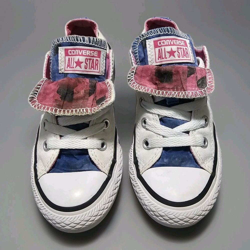 Converse Kids Chuck Taylor All Star Double Tongue White Pink Blue Size 13