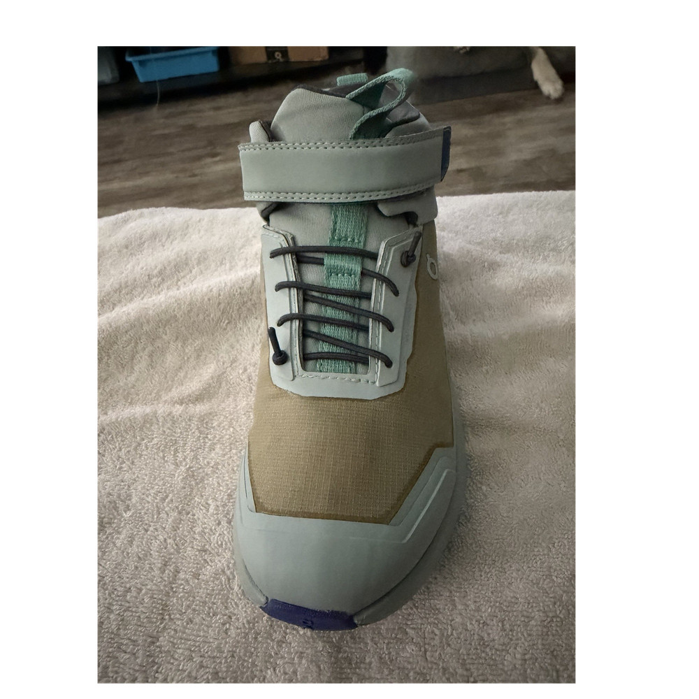 On Waterproof Mid Top Lace-Up Athletic Sneaker Light Green Tan Purple Teens