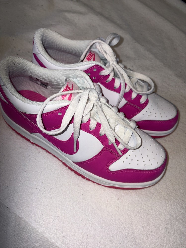 Nike Pink And White Nike Dunk Low Size 4 1/2 Youth