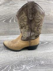 Old West VJ9111 Child Size 13.5 D Brown Round Toe Ropers Cowboy Boots