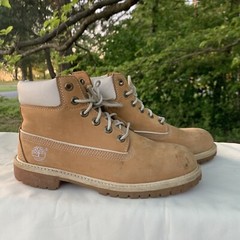 TIMBERLAND Genuine Leather White on Wheat Premium Classic Boots Size 3 ❤️sj7m40