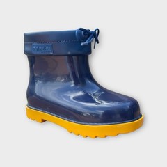 Mini Melissa Navy Blue Yellow Bottom Rain Boots