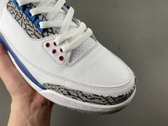 Nike Air Jordan 3 Retro Kids 9.5 White/Blue Elephant Print Leather Low Top