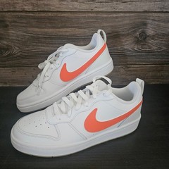 Nike Court Borough Low 2 Kids White Orange Basketball Shoes Size 6Y Streetwear