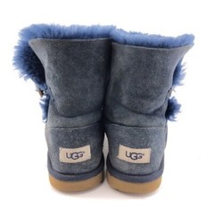 UGG Bailey Button Winter Boots Kids Youth Size 6 EUR 38 Blue Leather Sheepskin