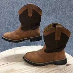 Itasca Boots Youth 4 Buckaroo Western Cowboy Brown Leather Pull On Block 5027030