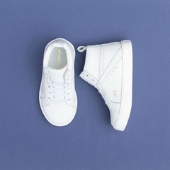 Freshly Picked White Leather High Top Sneakers Unisex Kids Casual Shoes
