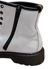 DR MARTENS 1460J Combat Boots Youth White Leather Lace Up Side Zip Size 5Wo 4Mn