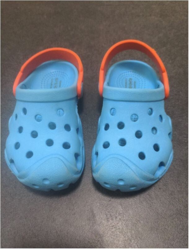 CROCS Iconic Blue Orange Iconic Comfort Clogs Size 7 Toddler Baby Kids