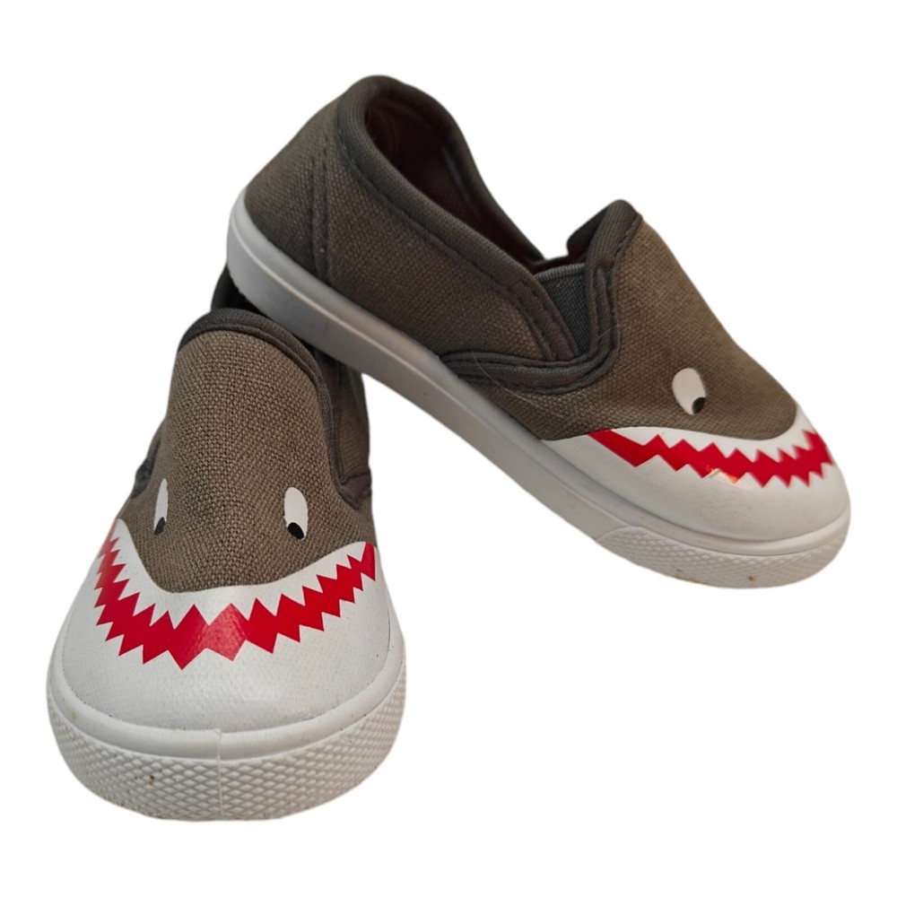 Cute Baby Shark Shoes Toddler Grey And White Sz 5