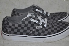 Vans Off the Wall Youth Size 4 Black Gray Checkered Shoes Lace Up Sneakers