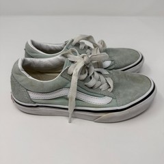 Kids Vans Old Skool Suede Mint Green White Stripe Lace Up Sneakers Size 13.5